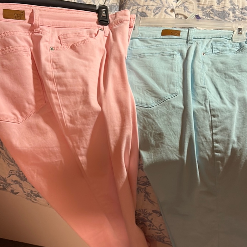 Women's Pink and Light Blue Jean Shorts